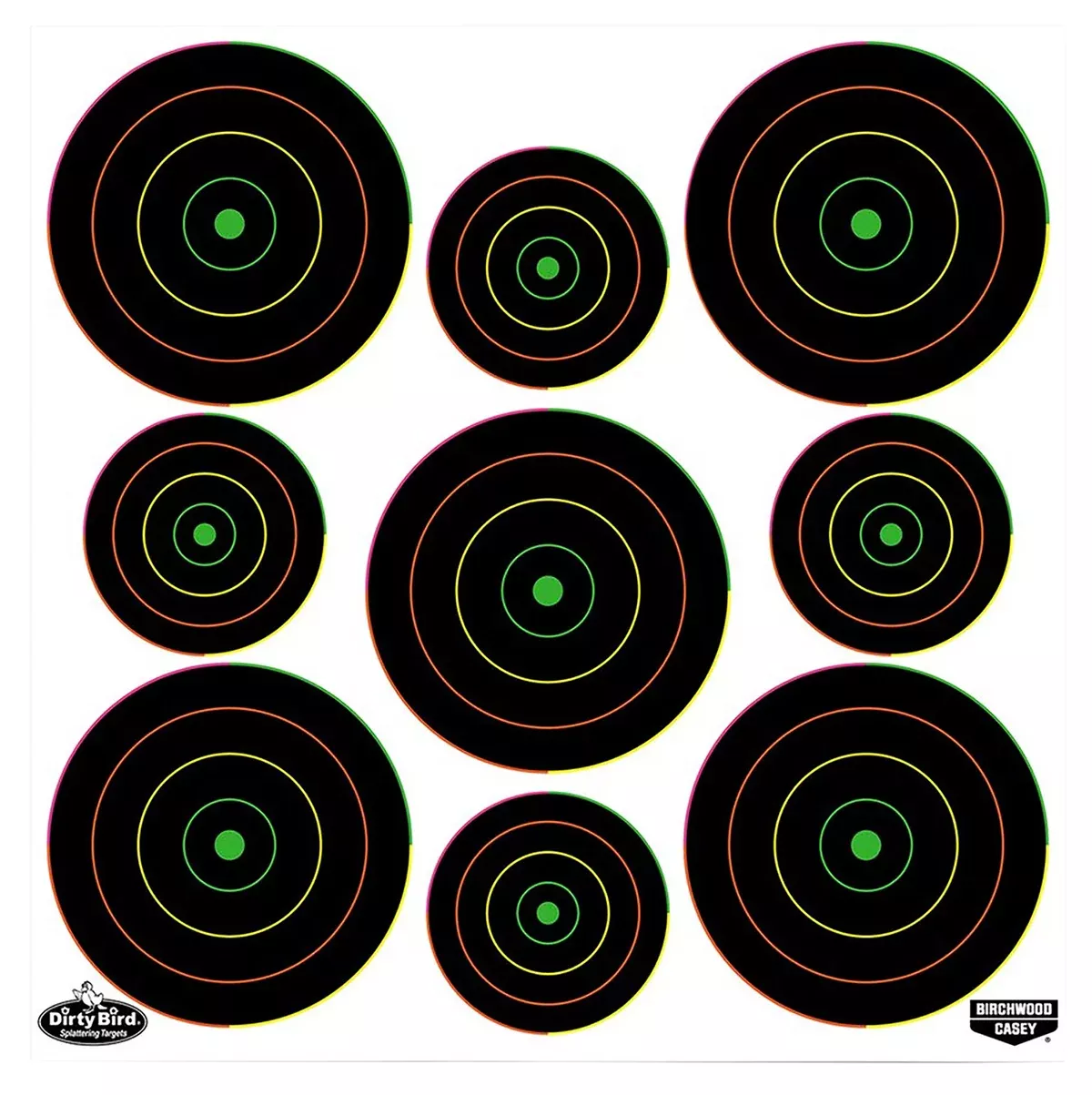 Birchwood Casey 35828 Dirty BirdBullseye Tagboard Hanging Pistol/Rifle Black/Green 20 Per Pkg