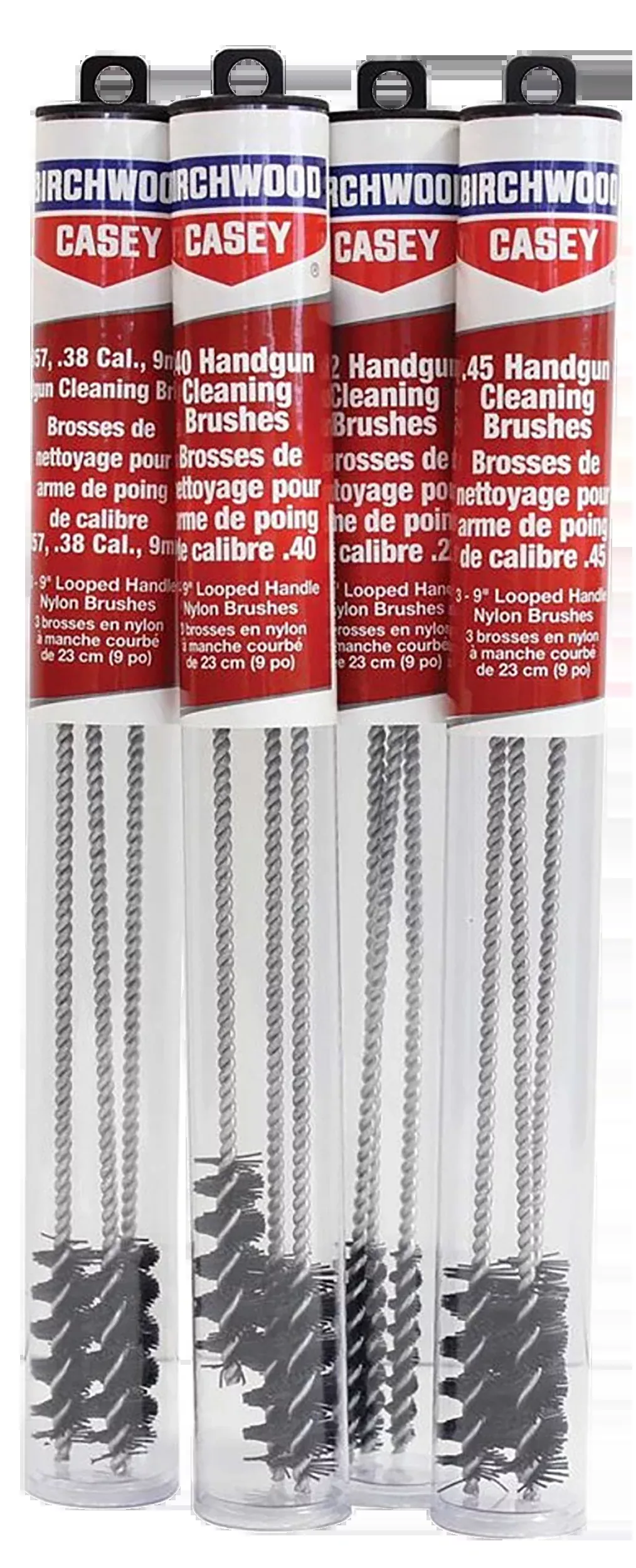 Birchwood Casey 41210 Handgun Looped Cleaning Brushes 9mm/.357/.38/.380 9" Nylon 3 Pack