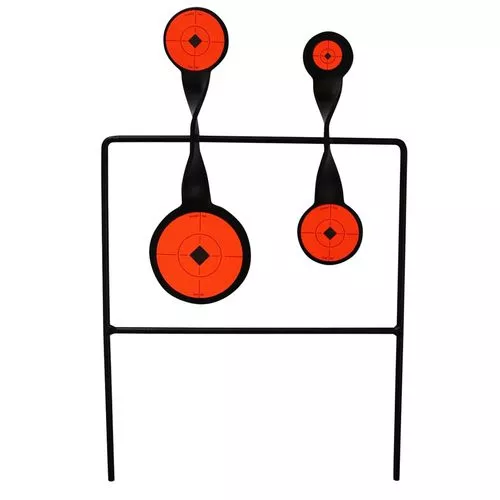 Birchwood Casey 46422 World of Targets Duplex Spinner Steel Bullseye 3.62" x 2.25" x 1.62" Black Paddle w/Orange Target Rimfire