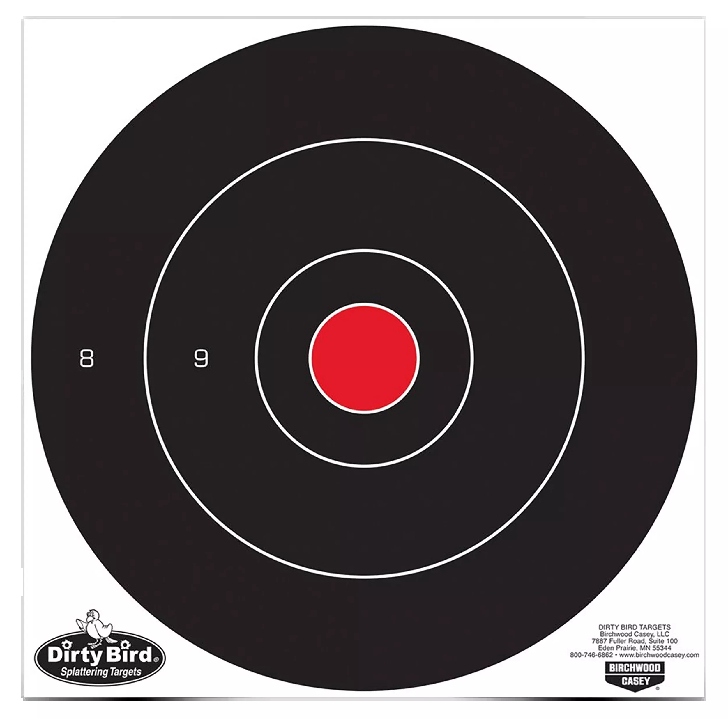 Birchwood Casey Dirty Bird 12" Bullseye Tagboard Hanging Target Black/Red 100 Per Pkg