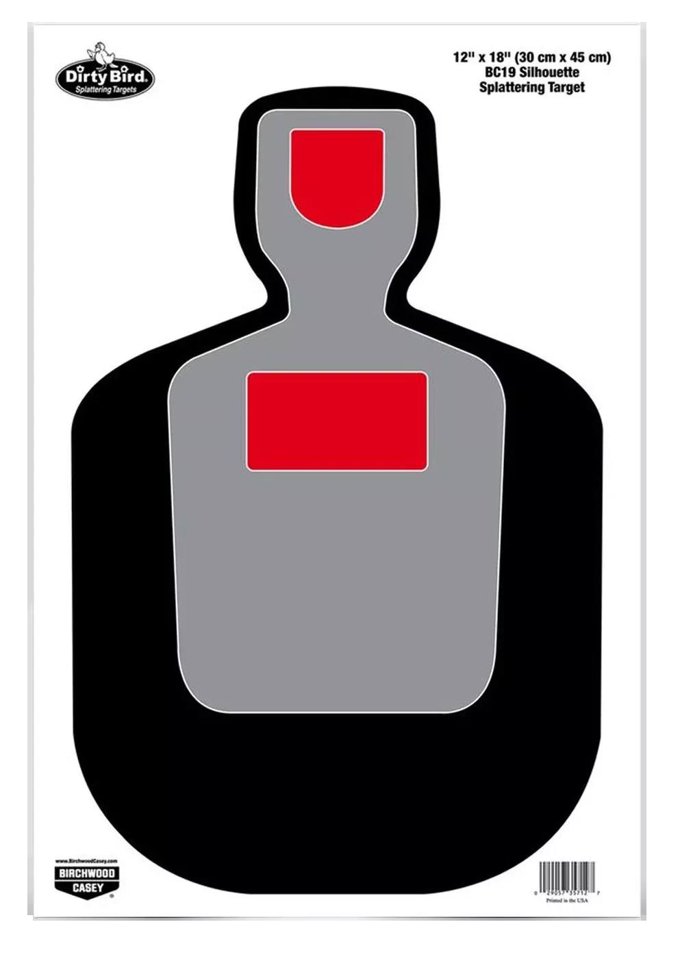 Birchwood Casey Dirty Bird BC-19 12" x 18" Silhouette Hanging Pistol Paper Target 100 Pkg