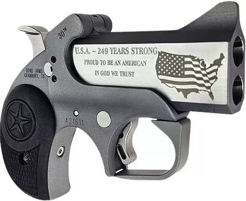Bond Arms 30th Anniversary 45 Colt (Long Colt)/410 Gauge 2 Shot 3" Engraved Matte Stainless Steel Barrel & Rough Matte Stainless Steel Frame, Black Rubber Grips