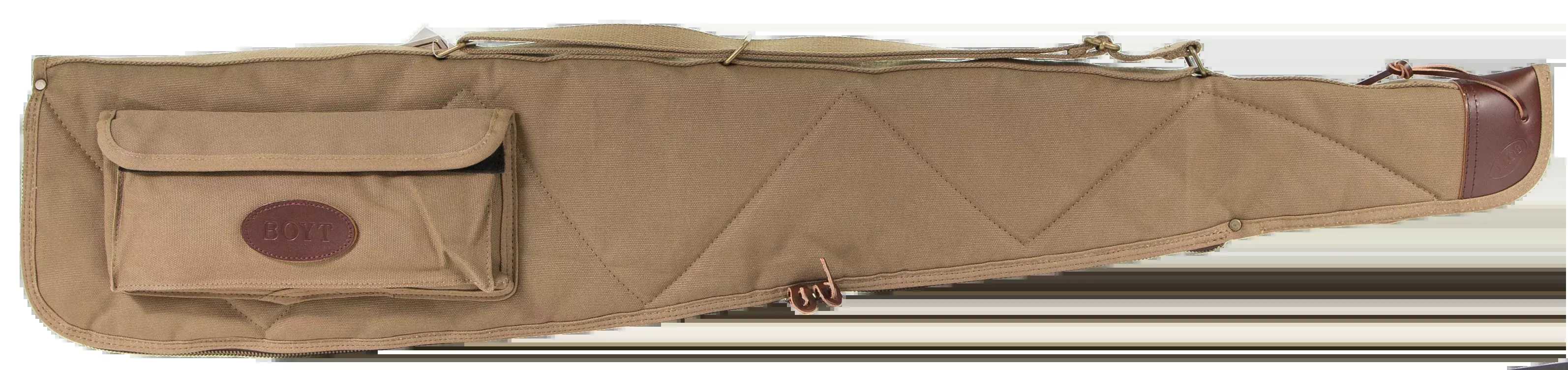 Boyt Harness Alaskan 44" Waxed Canvas Rifle Case - Khaki w/ Brass Hardware & Quilted Flannel