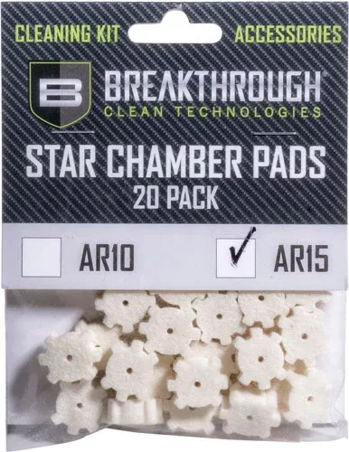 Breakthrough Clean AR-15 Chamber Star Pad 20-Pk w/ 8-32 Adapter