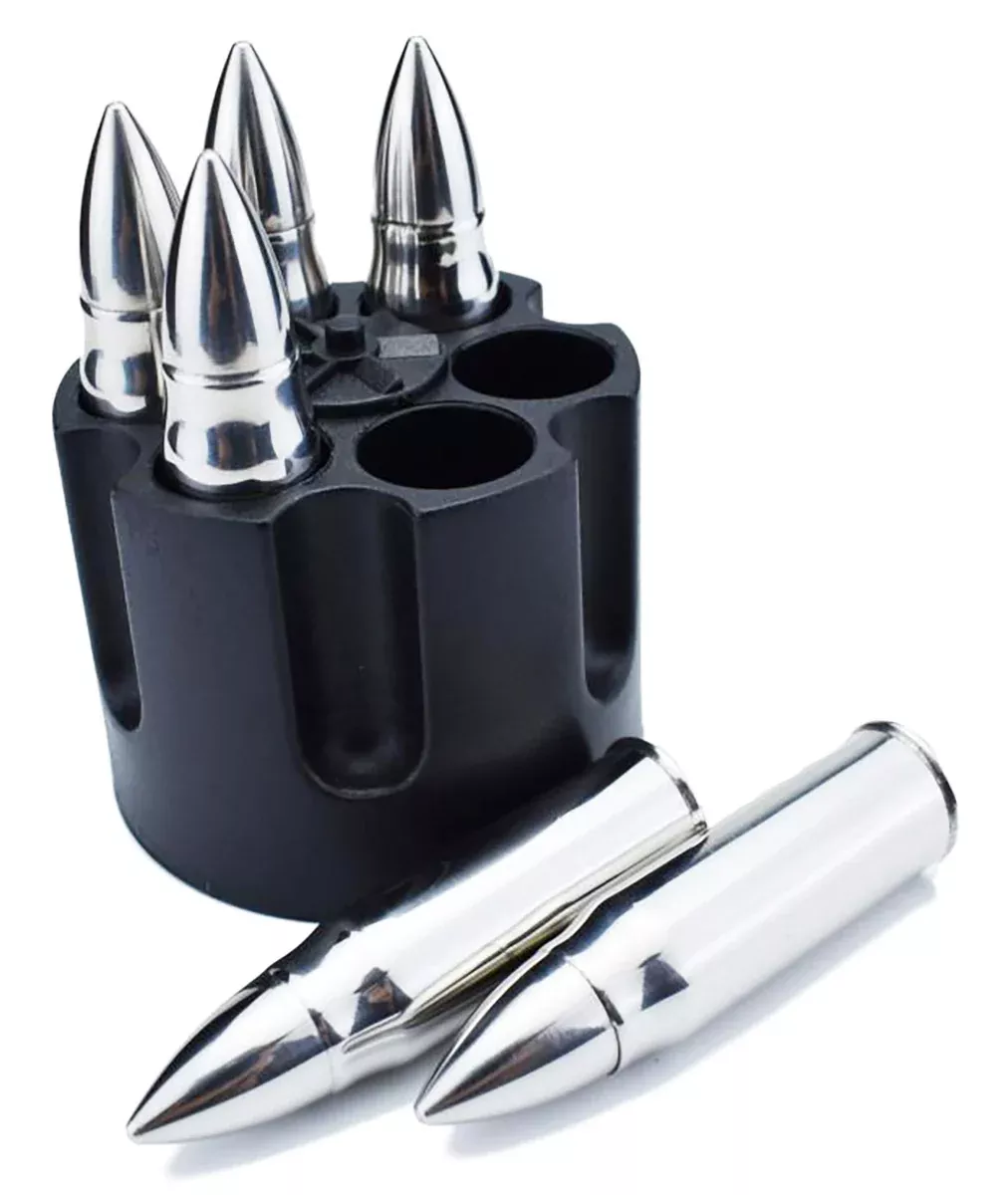 Caliber Gourmet Bullet Chillers Stainless Steel Pistol Cylinder Silver