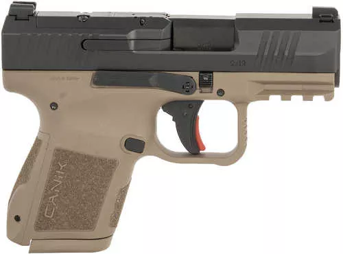 Canik Mete MC9 *CA Compliant Micro-Compact Frame 9mm Luger 10+1 3.18" Steel Barrel, Flat Dark Earth Cerakote Optic Ready/Serrated Steel Slide, Flat Dark Earth Polymer Frame w/Picatinny Rail, Textured Grip