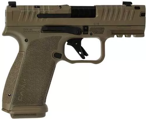 Canik Mete MC9 Prime 9mm Luger 17+1 3.64" Black Compensated Barrel, Flat Dark Earth Cerakote Steel Optic Ready/Serrated Slide, FDE Polymer Frame w/Picatinny Rail, Textured Grip