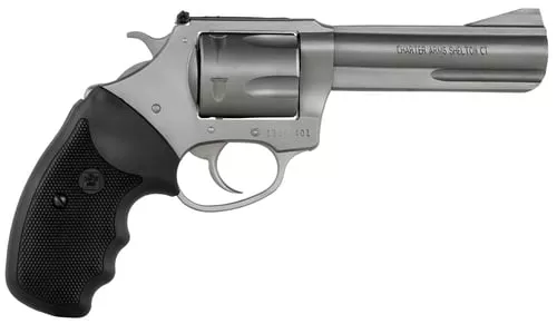 Charter Arms 74042 Pitbull40 S&W 5 Shot 4.20" Matte Stainless Steel Barrel, Cylinder & Frame w/Black Finger Grooved Rubber Grip