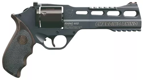 Chiappa Firearms 340314 Rhino 60DS Gen II 9mm Luger 6 Shot 6" Slate Cerakote Steel Black Barrel & Cylinder, Slate Cerakote Aluminum Frame, Black/Gray Finger GroovedLaminate Grip, Exposed Hammer