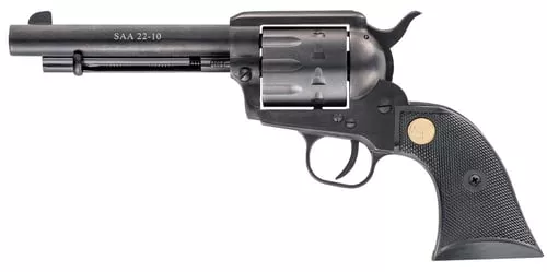 Chiappa Firearms CF340160 SAA 1873Medium Frame 22 LR 10 Shot, 5.50" Blued Steel Barrel, Blued Steel Frame, Blued Cylinder, Black Plastic Grip, Exposed Hammer