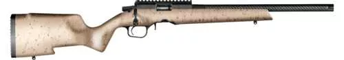 Christensen Arms Ranger Bolt Action Rifle .22 Winchester Magnum Rimfire 18" Carbon Fiber Tension Barrel (1)-10Rd Ruger Rotary Magazine Black Composite Stock With Gray Webbing Anodized Finish