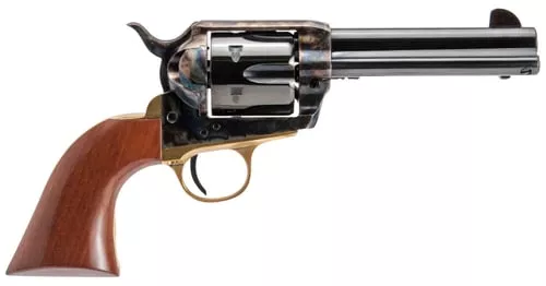 Cimarron PPP9MM Pistolero9mm Luger 6 Shot, 4.75" Blued Barrel & Cylinder, Color Case Hardened Frame, Walnut Grip