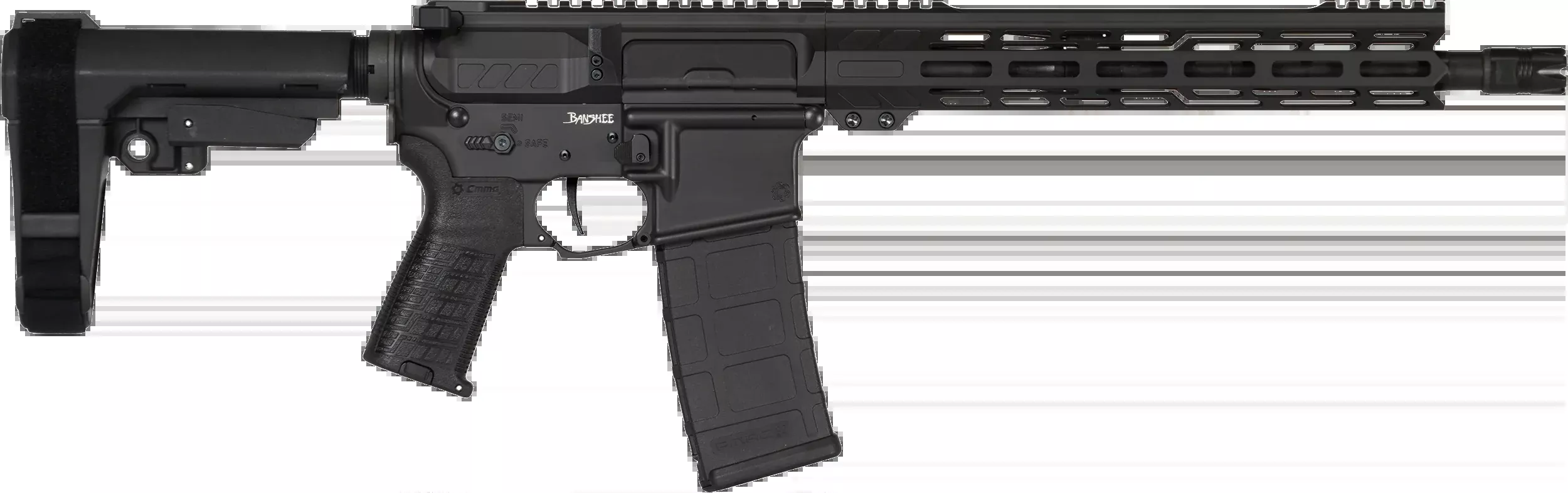 CMMG Banshee MK4 300 Blackout 12.5" 30+1 Semi-Auto Pistol - Black Armor Cerakote