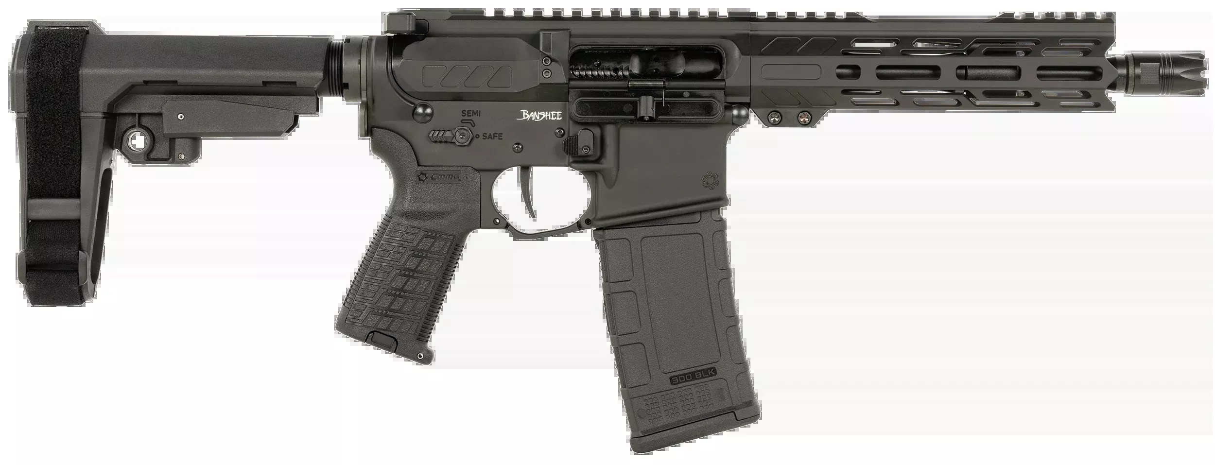 CMMG Banshee MK4 300 Blackout 8" 30+1 Semi-Auto Pistol - Black Armor Cerakote