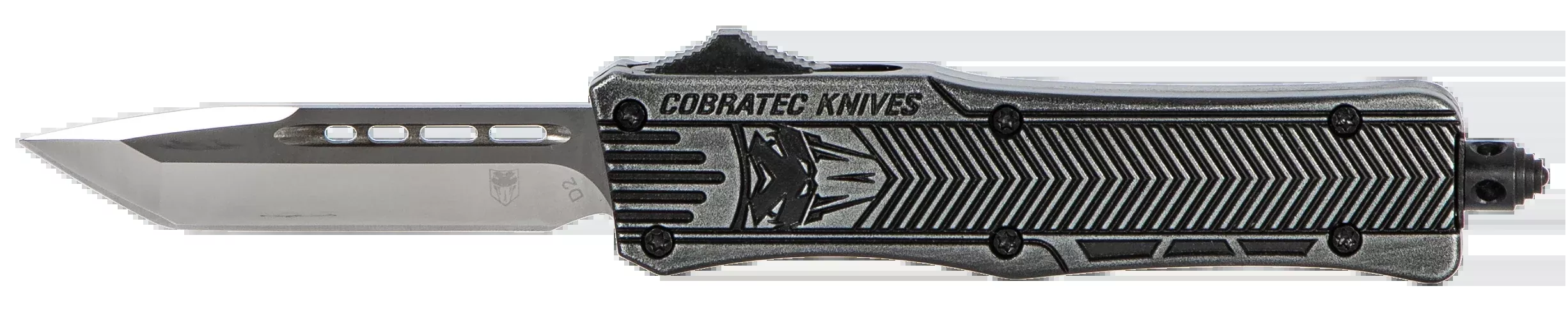 CobraTec CTK-1 Small 2.75" OTF Tanto Plain D2 Steel Blade/Black Stonewashed Aluminum Handle