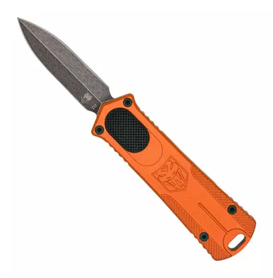 CobraTec Knives California OTF 952 Gen II - 1.875" D2 Dagger Blade, Orange Aluminum Handles