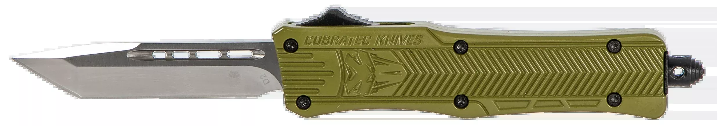 CobraTec Knives CTK-1 Small 2.75" OTF Tanto Plain D2 Steel OD Green Aluminum Handle