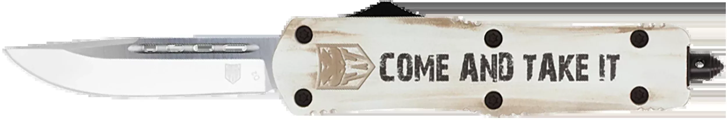 CobraTec Knives FS-3 Come And Take It 3" OTF Tanto Plain D2 Steel White Aluminum Handle
