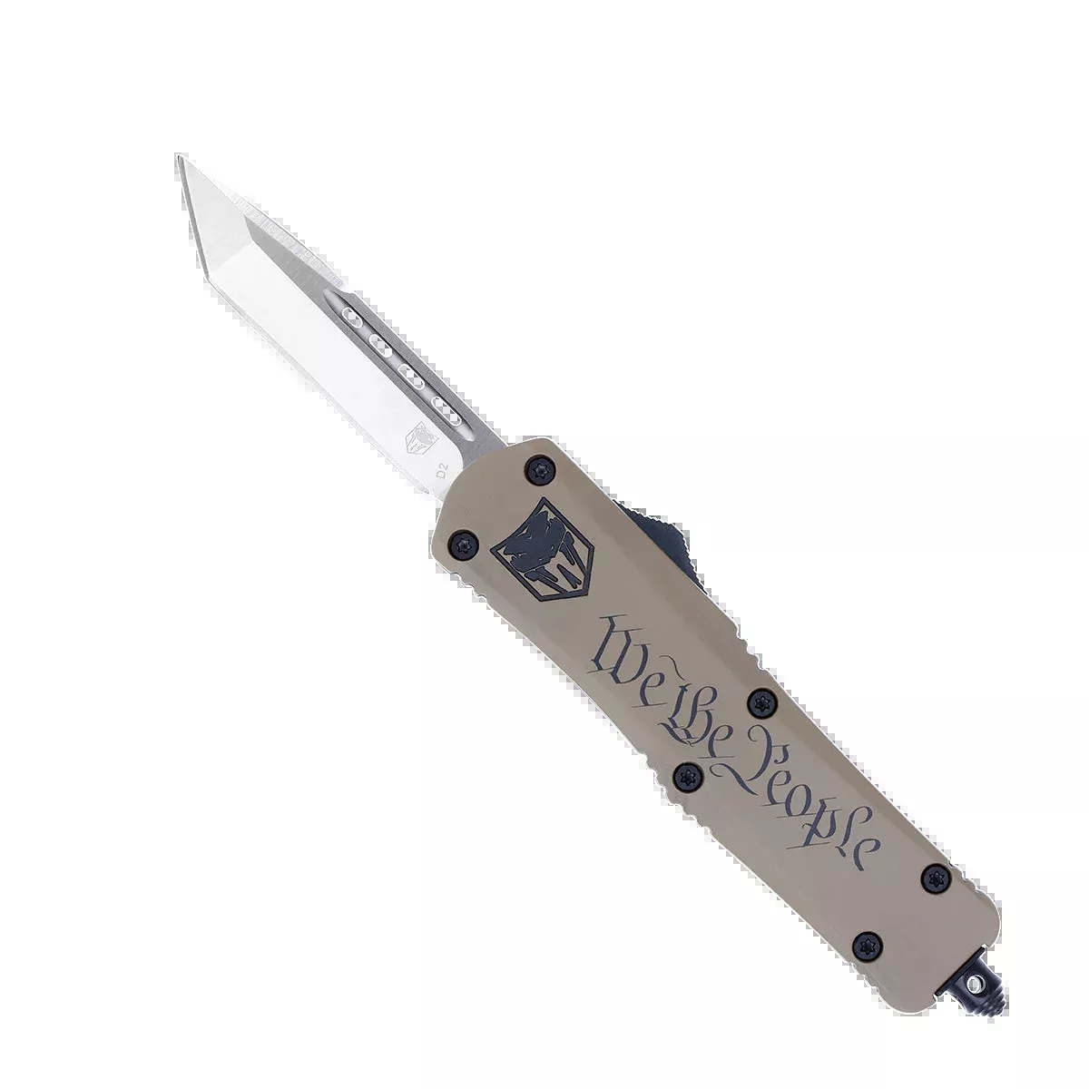 CobraTec Knives FS-3 We The People 3" OTF Tanto Plain D2 Steel Tan Aluminum Handle