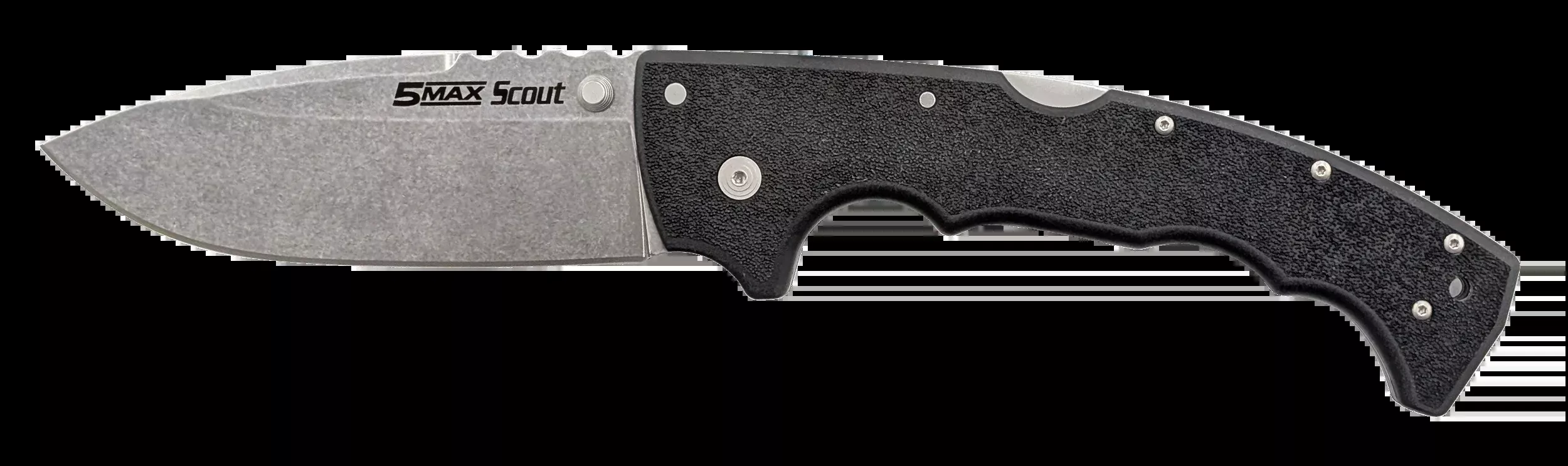 Cold Steel 5 Max Scout 5" Folding Drop Point AUS-10 SS Stonewashed Black GFN Handle