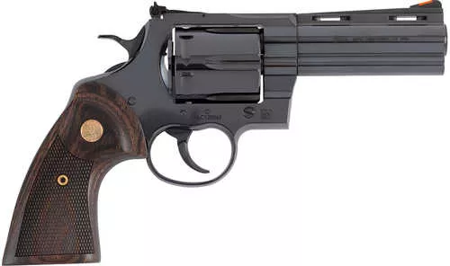 Colt Anaconda Large 44 Mag 6 Shot 4.25" Blued Vent Rib Barrel, Cylinder, Steel Frame, Hogue Finger Grooved Grip, Exposed Hammer