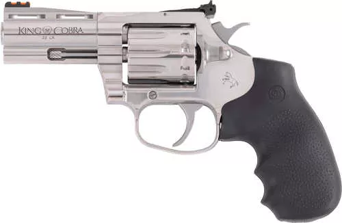 Colt King Cobra 22 LR 10 Shot 3" Stainless Vent Rib Barrel, Stainless Cylinder & Frame, Black Rubber Grip