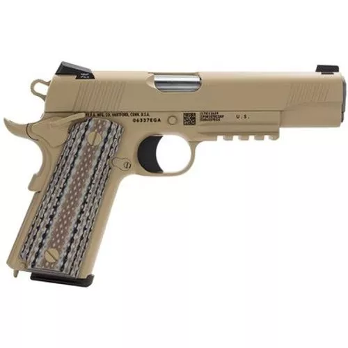 Colt Mfg O1070M45 M45AI Marine 1911 45 ACP 7+1 5" Stainless National Match Barrel, Brown Decobond Serrated Stainless Steel Slide & Frame w/Picatinny Rail, Desert Tan G10 Grip, Ambidextrous