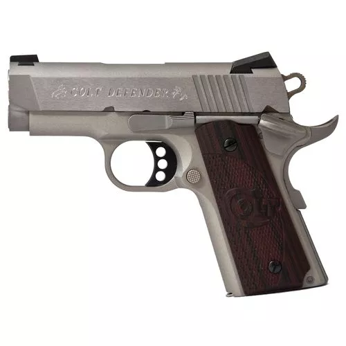 Colt Mfg O7000XE 1911 Defender 45 ACP 3" 7+1 Stainless Steel Black Cherry G10 Grip