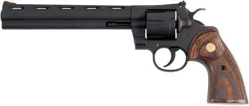 Colt Python 357 Mag/38 Special 6 Shot 8" Matte Blued Vent Rib Carbon Steel Barrel, Cylinder & Frame, Wood Grip, Exposed Hammer