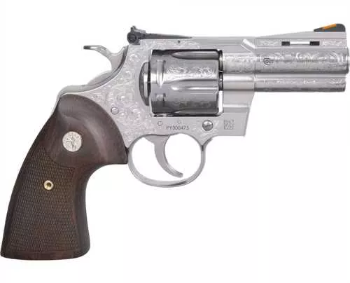 Colt Python 357 Mag 6 Shot 3" Stainless Steel Barrel, Cylinder& Frame, Walnut Grip w/Medallion