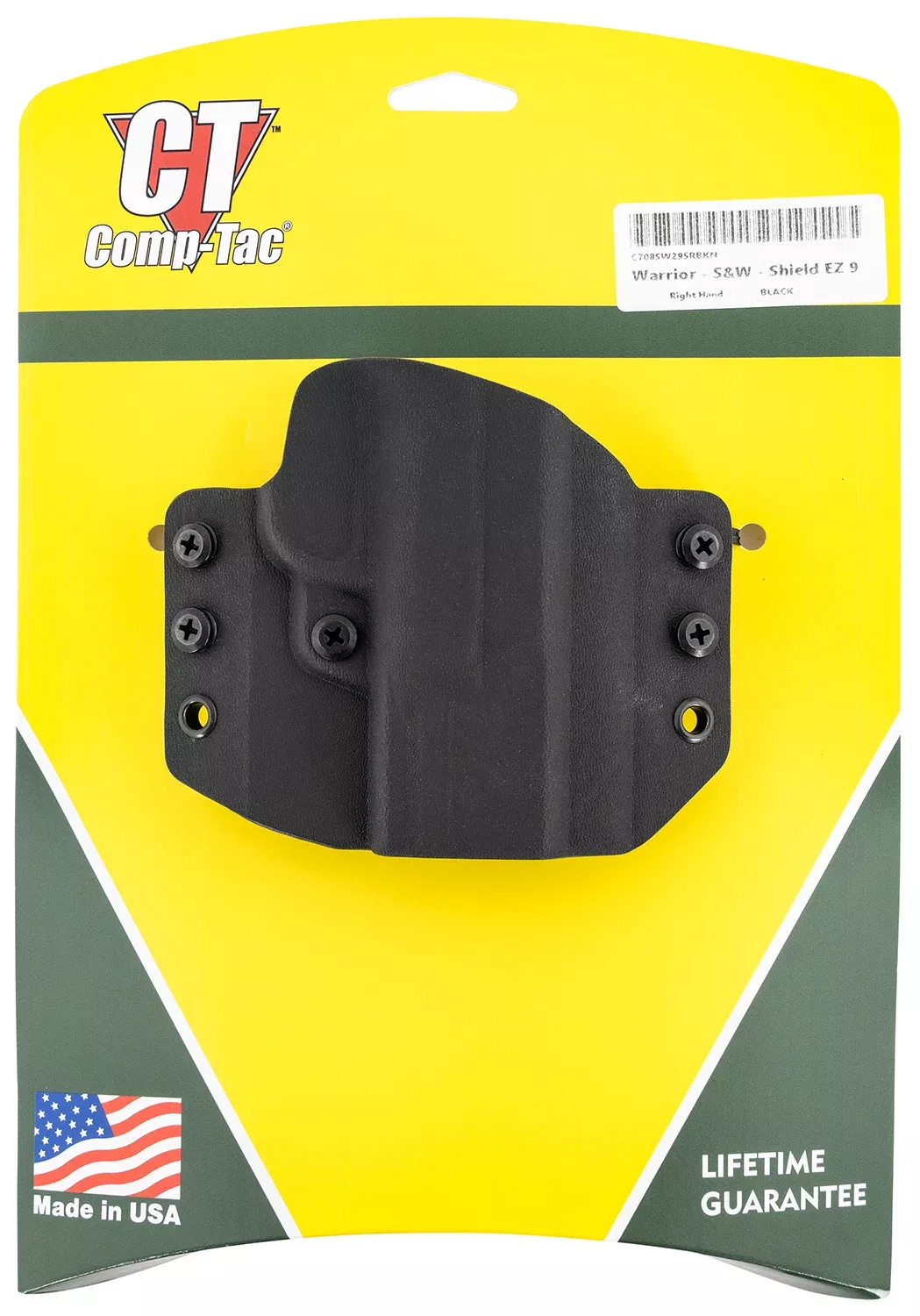 Comp-Tac C708SW295RBKN WarriorOWB Black Kydex Belt Loop Fits S&W M&P 9EZ Right Hand