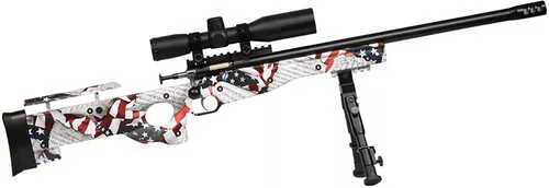 Crickett Youth Precision Complete Package Bolt Action Rimfire Rifle 22 LR 16.13" Barrel 1Rd Capacity Blued American Flag & Amendment Finish