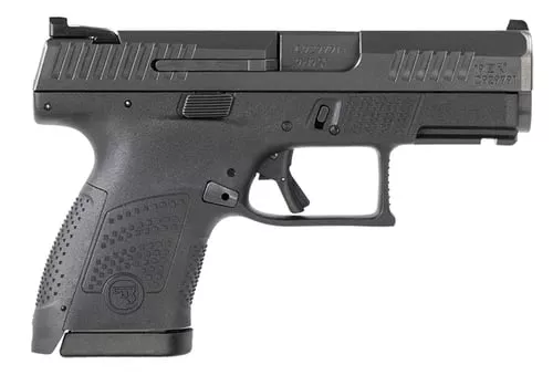 CZ-USA 91560 P-10 S9mm Luger 12+1 3.50" Black Steel Barrel, Black Nitride Serrated Steel Slide, Black Polymer Frame w/Picatinny Rail, Black Interchangeable Backstrap Grip, Ambidextrous