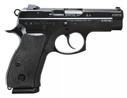 CZ-USA75D PCT 50th Anniversary Elite Compact 9mm Luger 15+1 3.75" Black Steel Barrel & 50th Anniversary Engraved/Serrated Slide, Black Polycoat Aluminum Frame w/Beavertail, Black Rubber Grip