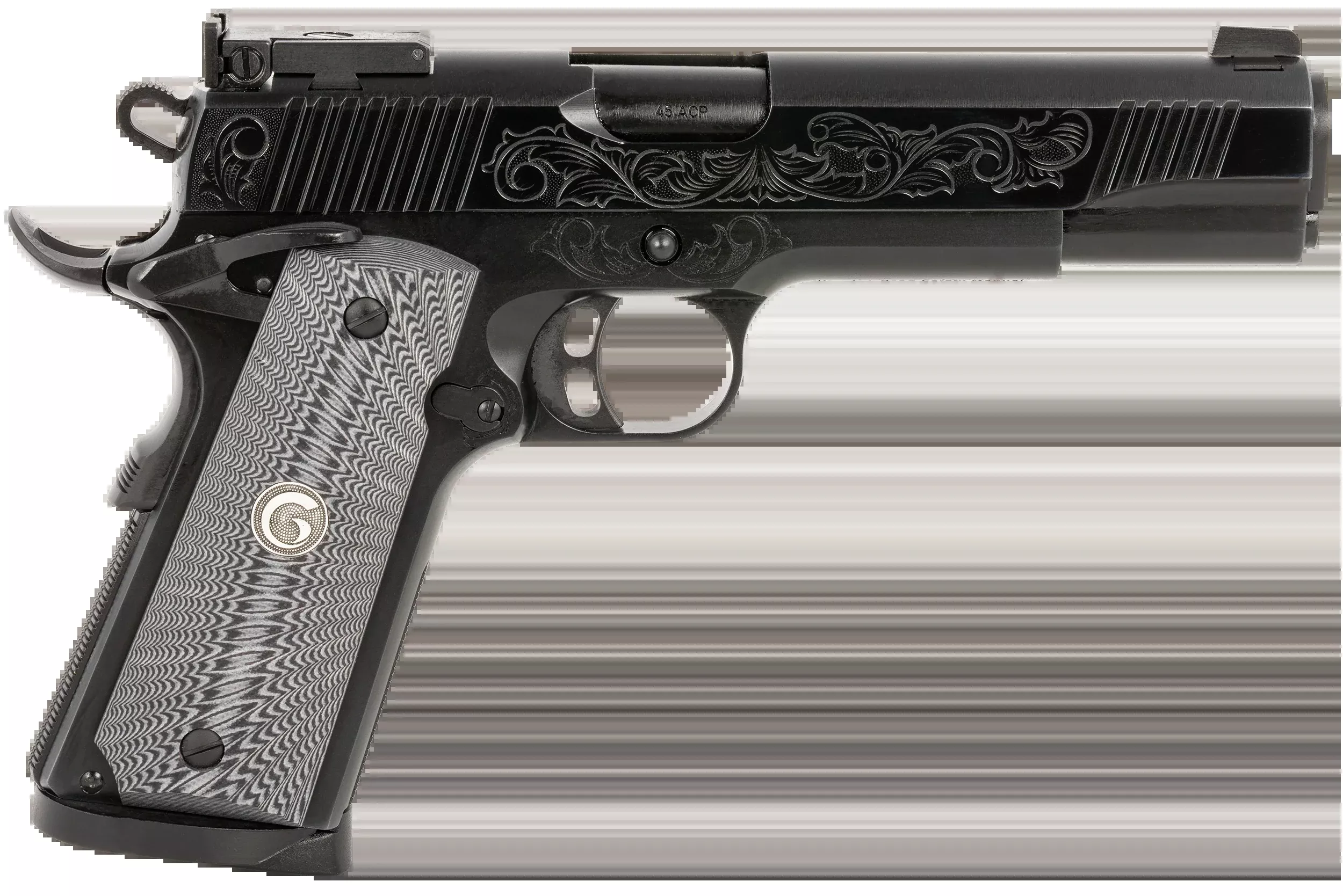 EAA Girsan MC1911 S Lux 45 ACP 5" 8+1 Semi-Auto Pistol - Black Chrome Engraved