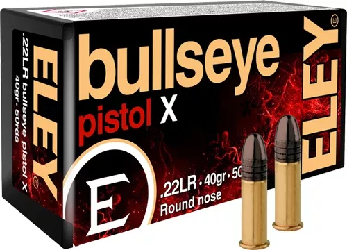 Eley Bullseye Pistol .22 LR 40gr Lead Round Nose 50 Rd - Box or Case
