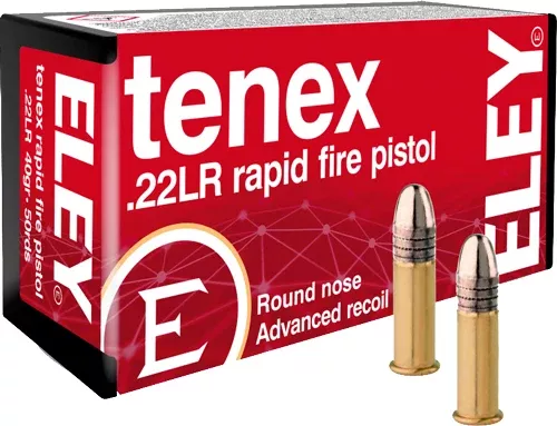 Eley Tenex Rapid Fire Pistol 22LR 40gr RN 50 Rd - Box or Case