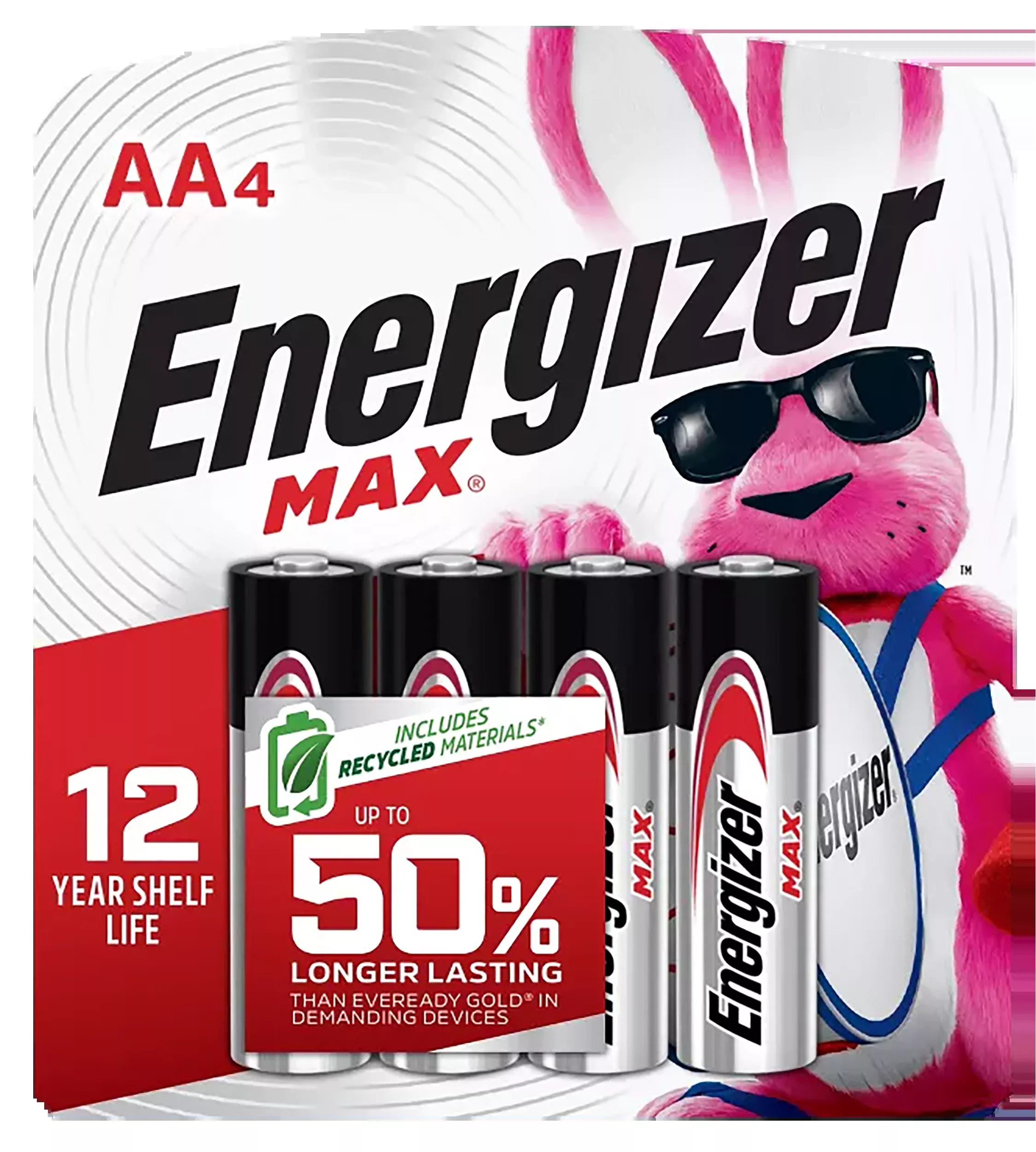 Energizer E91BP4 MAX AA 1.5V Alkaline Batteries (4-Pack) - Silver