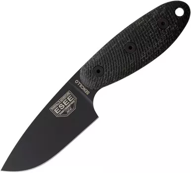 ESEE Sencillo Fixed Blade Knife A2 Steel Black DLC Black Micarta - SENCILLO-A2C-BBM