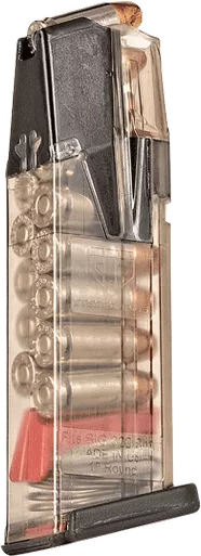 ETS Group 15 Round Omega Mag for Sig P320 Compact 9MM - Hardened Steel Feedlips, Clear Polymer