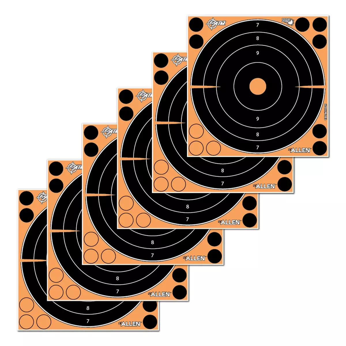EZ-Aim 15316 Splash ReactiveSelf-Adhesive Paper Black/Orange 8" Bullseye 6 Pack