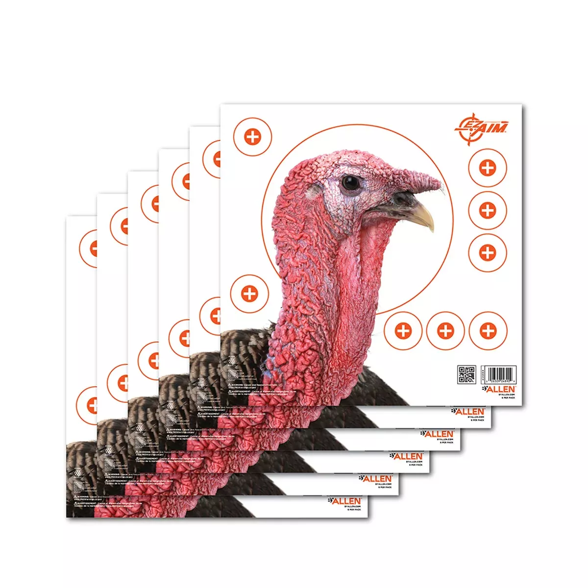 EZ-Aim 15322 Four ColorTurkey Hanging Paper Target, For Use With Shotguns, 12" x 12" Multi-Color 6 Pack
