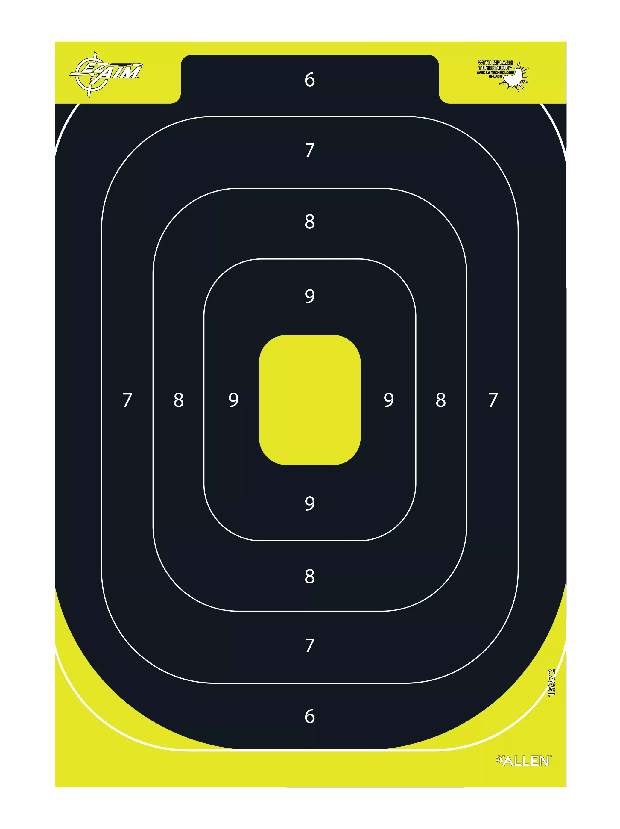 EZ-Aim 15372 Splash Reactive IPSC Silhouette Paper Hanging Target 12.5" x 18.25" Black/Yellow - 8 Pack