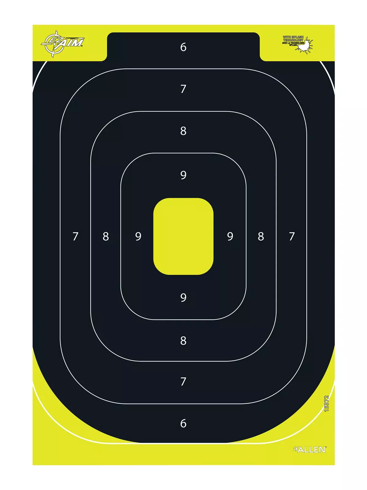 EZ-Aim 15372 Splash Reactive Target IPSC Silhouette Paper Hanging 12.50" W X 18.25" H Black/Yellow 8 Per Pkg
