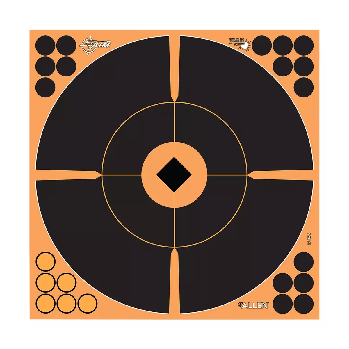 EZ-Aim 15376 Splash ReactiveSelf-Adhesive Paper Black/Orange 12" Bullseye 5 Pack