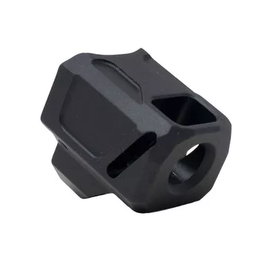 Faxon Firearms EXOS-553 9mm Pistol Compensator for Glock Gen 5 1/2x28 Black Anodized - FXFF-P-A-COMP-DS-G-03
