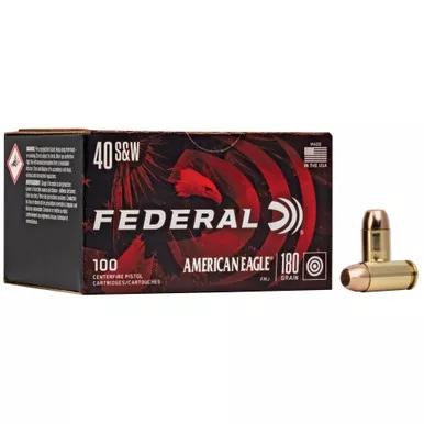 Federal American Eagle 40 S&W Ammunition 180 Grain Full Metal Jacket Value Pack AE40R100 - 100 Rounds per Box