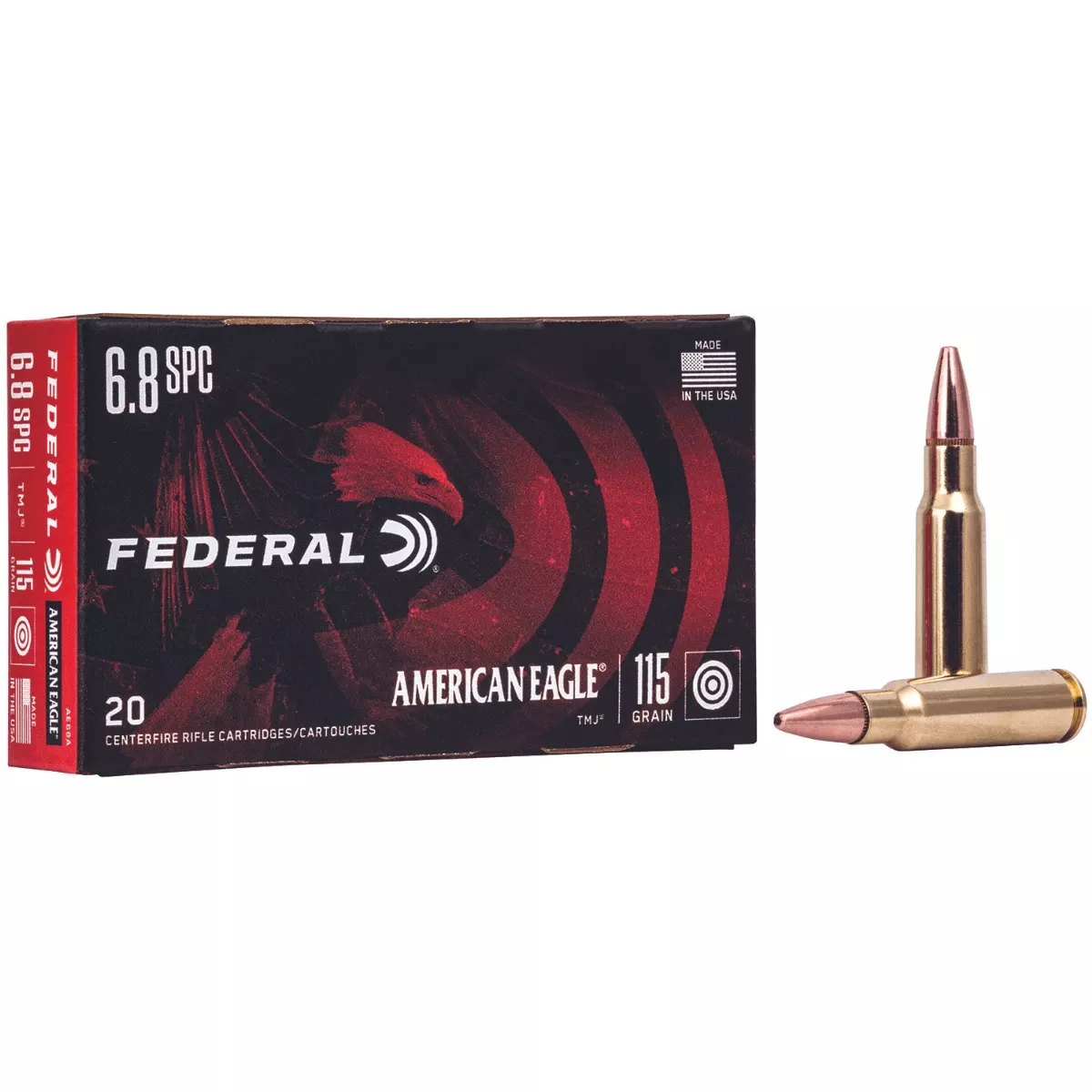 Federal American Eagle Rifle 6.8mm Rem SPC 115 grain, 20 Per Box - AE68A