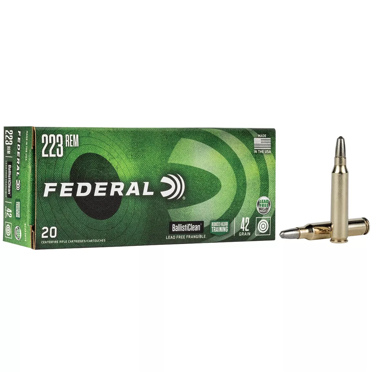 Federal BallistiClean Reduced Hazard Training 223 Rem 42 gr Lead Free Frangible 20 Per Box