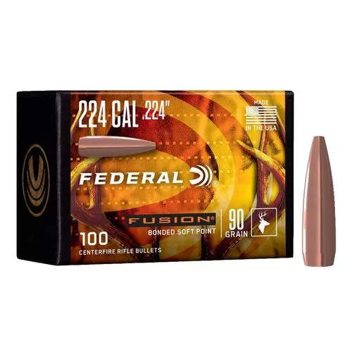 Federal FB224F1 Fusion Component 224 Cal .224 90 gr Bonded Soft Point 100 Per Box